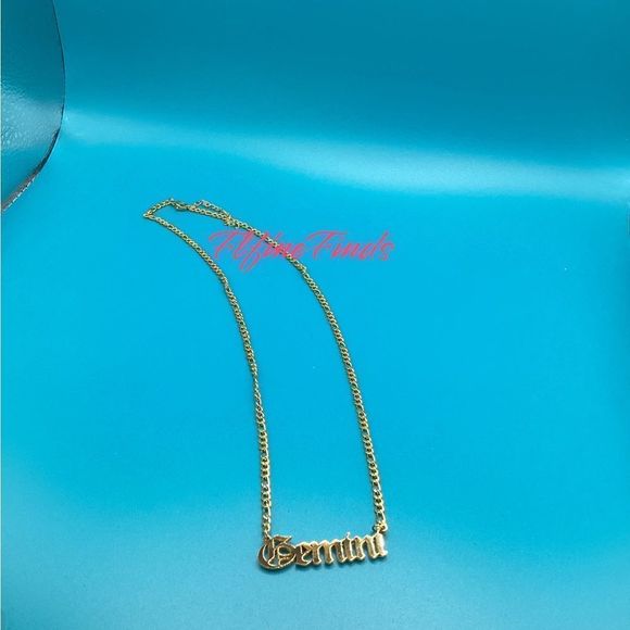 ⭐️ 14k Gold 18” Figaro Zodiac  Name Plate Necklace.(All 12signs available) - Picture 8 of 14